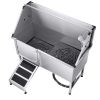 Stainless Steel Dog Washing Station, 62 inch Pet Grooming Tub w/ Ramp, PE Water Filter Board, Faucet & Showerhead & Soap Holder Dog Bathtub for Large
