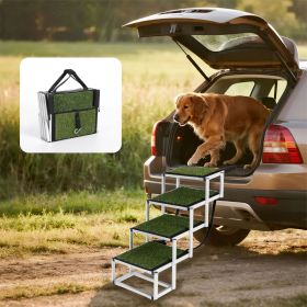 Foldable Dog Ramp for Cars, SUVs, Trucks, Portable Pet Dog Stairs for Large Dogs with Non-Slip Surface & Reinforced Design, Lightweight Yet Sturdy Su