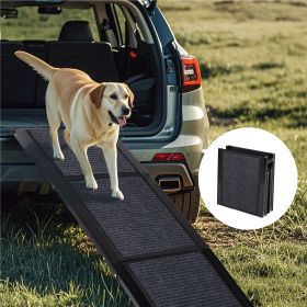 65 Inch X 17.2 Inch Folding Dog Car Ramp, Portable Non Slip Pet Ramp Supports Up to 250 LBS for Medium Large Dogs, Suitable for Truck SUV Indoor Outd