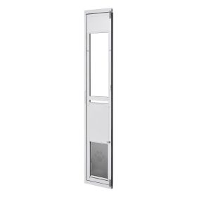 Dog Door for Sliding Glass Door, 75 7/8" to 80 11/16" Adjustable Height, Aluminum Alloy Frame with Flap, Lock Design, for Large-Sized Dogs, 180�� Swi