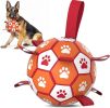 Diman Dog Soccer Balls Toys: Dog Balls with Straps for Indoor Outdoor Play, Pet Toys Balls for Small Medium, Doggie Birthday Gift, Interactive Pet To