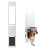Dog Door for Sliding Glass Door, 75 7/8" to 80 11/16" Adjustable Height, Aluminum Alloy Frame with Flap and Rotating Hinge, Lock Design, for Large-Si