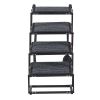 Dog Stairs for Car, 4 Steps Extra Wide Foldable Dog Ramp for Large Dogs with Non-Slip Rug Surface, Portable Lightweight Pet Ladder for Car, SUV, Truc