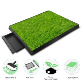 Dog Toilet Indoor Puppy Training Pad, Dog Potty Pet Training Grass Mat, Removable Waste Tray for Easier Clean Up, Artificial Turf, 25"��20"