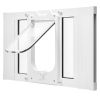 Cat Door for Window, Adjustable to Fit Window Width 23"-28", 4 Secure Lock Modes, Aluminum Frame and High-Transparency Glass, Magnetic Closure, Weath