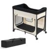Elevated Lounge Pet Bed, Foldable Bunk Dog Bed with 600D Oxford Cloth and Dutch Velvet, Portable Raised Cot with Wheels, Side Storage Bags, and Carry