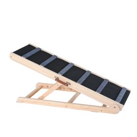 Dog Ramp, Folding Pet Ramp for Bed, Adjustable Dog Ramp for Small, Large, Old Dogs & Cats, Wooden Pet Ramp with 41.3" Long Ramp, Adjustable from 13.7
