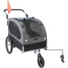 Dog Bike Trailer, Supports up to 88 lbs, 2-in-1 Pet Stroller Cart Bicycle Carrier, Easy Folding Cart Frame with Quick Release Wheels, Universal Bicyc