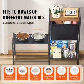 Pet Feeding Station with Storage, Elevated Dog Bowls, Raised Dog Bowl Stand, Dog Food Storage and Feeder Station with Storage Shelves, Pet Toy Storag