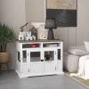 Dog Kennel Furniture Side End Table with Storage Double Doors Small Medium Dogs White