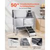 Stainless Steel Dog Washing Station, 50 inch Pet Grooming Tub w/ Ramp, PE Water Filter Board, Faucet & Showerhead & Soap Holder Dog Bathtub for Large
