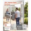 Dog Door for Sliding Glass Door, 75 7/8" to 80 11/16" Adjustable Height, Aluminum Alloy Frame with Flap, Lock Design, for Large-Sized Dogs, 180�� Swi