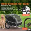 Dog Bike Trailer, Supports up to 88 lbs, 2-in-1 Pet Stroller Cart Bicycle Carrier, Easy Folding Cart Frame with Quick Release Wheels, Universal Bicyc