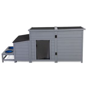 Pine Wood Pet House, 58.9"L x 25.2"W x 28.5"H, Grey