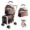 Double Pet Stroller for Small Medium Dogs Cats, 3-in-1 Convertible Carrier Tote, Foldable Frame Shockproof Wheels with Brake System & Fixed Safety Le