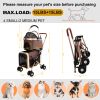 Double Pet Stroller for Small Medium Dogs Cats, 3-in-1 Convertible Carrier Tote, Foldable Frame Shockproof Wheels with Brake System & Fixed Safety Le