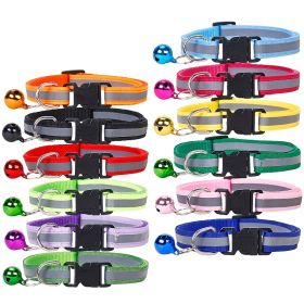 Nylon Collar Reflective With Small Bell For Dog & Cat; Dog Collar; Adjustable dog collar (Color: Pink, size: Adjustment)