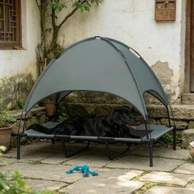 48" x 36" Elevated Portable Dog Cot Cooling Pet Bed with UV Protection Canopy Shade (Main Material: Steel+Oxford fabric, Main Color: Black+Grey)