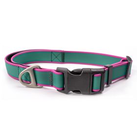 Waterproof Stain-Resistant Dog Collar, Green & Pink Color Block Pet Neck Strap, Adjustable Quick-Release Buckle, Comfortable No Choking, Traction Col (size: M)