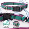 Waterproof Stain-Resistant Dog Collar, Green & Pink Color Block Pet Neck Strap, Adjustable Quick-Release Buckle, Comfortable No Choking, Traction Col
